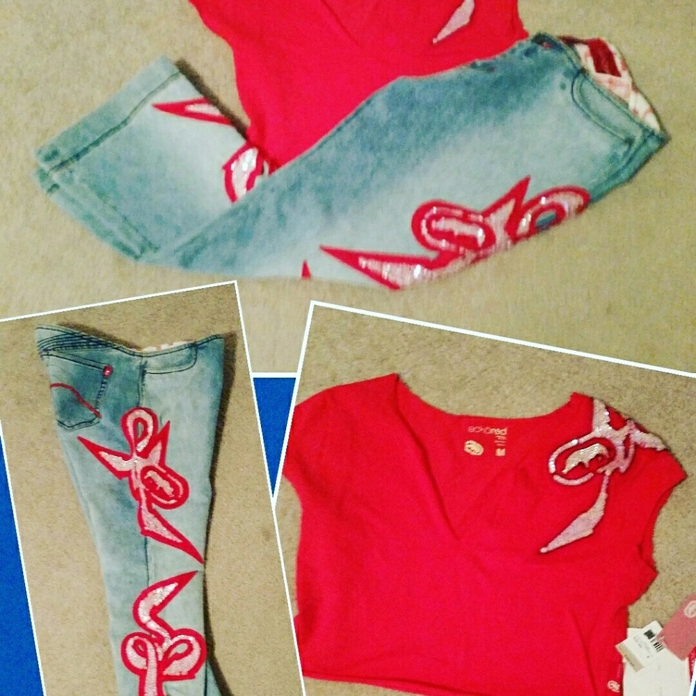 Ecko Red Crop capri and top set